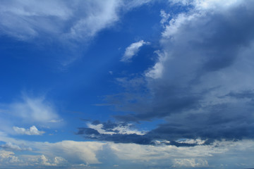 Fototapeta premium Beautiful cloudscape. Blue sky with different grey and white clouds.