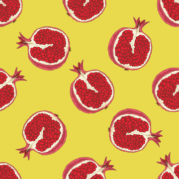 Seamless Pattern with Pomegranates