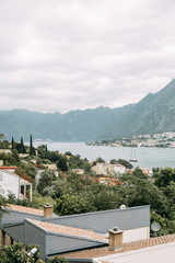 Fototapeta premium Sights of Montenegro and streets. Panorama of the Bay of Kotor and the old town.