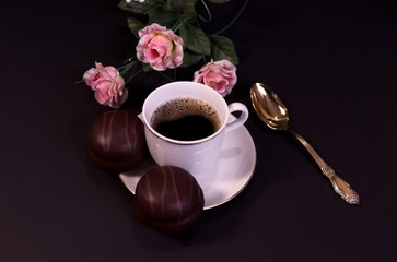 cup of coffee and flowers