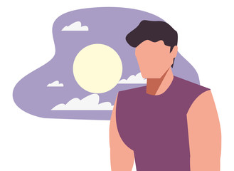 man character night moon background