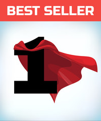 Arabic number one in the red cloak of the winner of the super hero.