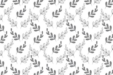 Floral seamless pattern. Branch with leaves ornament. Flourish nature garden textured background,vector illustration.