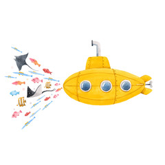 Watercolor submarine vector illustration