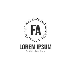 Initial FA logo template with modern frame. Minimalist FA letter logo vector illustration