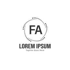 Initial FA logo template with modern frame. Minimalist FA letter logo vector illustration