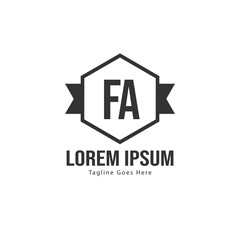 Initial FA logo template with modern frame. Minimalist FA letter logo vector illustration