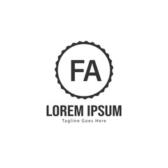 Initial FA logo template with modern frame. Minimalist FA letter logo vector illustration