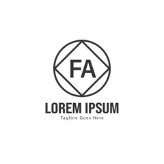 Initial FA logo template with modern frame. Minimalist FA letter logo vector illustration