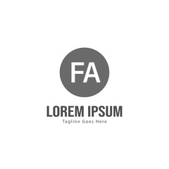 Initial FA logo template with modern frame. Minimalist FA letter logo vector illustration
