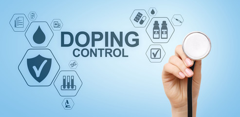Fototapeta premium Doping Control Sports Analysis Test Laboratory. Medical concept on virtual screen.