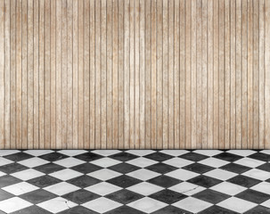 empty room with wooden floor and wall - Powered by Adobe