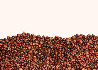 Background roasted coffee beans isolated white background