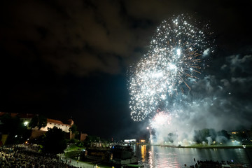 Fireworks show, Krakow, night