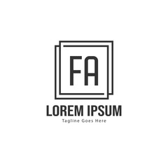 Initial FA logo template with modern frame. Minimalist FA letter logo vector illustration