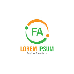 Initial FA logo template with modern frame. Minimalist FA letter logo vector illustration