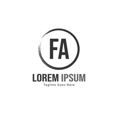 Initial FA logo template with modern frame. Minimalist FA letter logo vector illustration
