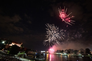 Fireworks show, Krakow, night