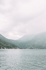  Streets and sights of the old town. Panorama of the city of Perast in Montenegro.