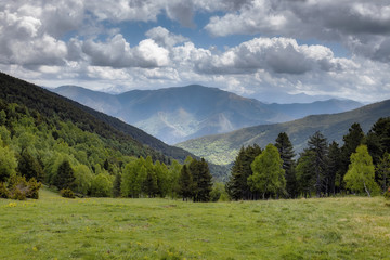 Fototapeta na wymiar The beautiful Aigüestortes i Estany de Sant Maurici National Park of the Spanish Pyrenees mountain in Catalonia