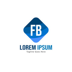 Initial FB logo template with modern frame. Minimalist FB letter logo vector illustration