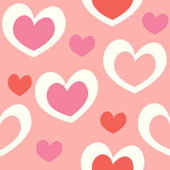 Obraz na płótnie Canvas Cute pink,white,orange color heart seamless background