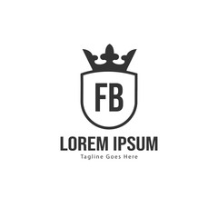 Initial FB logo template with modern frame. Minimalist FB letter logo vector illustration
