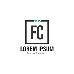 Initial FC logo template with modern frame. Minimalist FC letter logo vector illustration