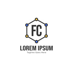Initial FC logo template with modern frame. Minimalist FC letter logo vector illustration