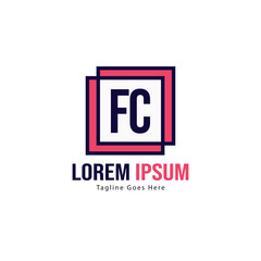 Obraz premium Initial FC logo template with modern frame. Minimalist FC letter logo vector illustration