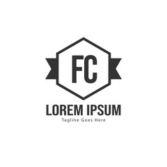 Initial FC logo template with modern frame. Minimalist FC letter logo vector illustration