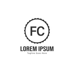 Initial FC logo template with modern frame. Minimalist FC letter logo vector illustration