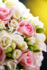 Composition with bouquet of freshly cut flowers