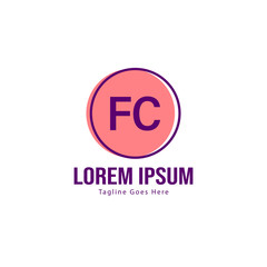 Initial FC logo template with modern frame. Minimalist FC letter logo vector illustration