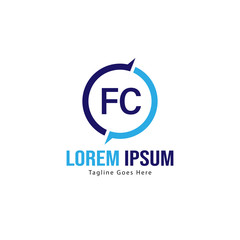 Initial FC logo template with modern frame. Minimalist FC letter logo vector illustration