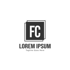 Initial FC logo template with modern frame. Minimalist FC letter logo vector illustration