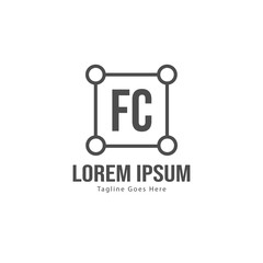 Initial FC logo template with modern frame. Minimalist FC letter logo vector illustration