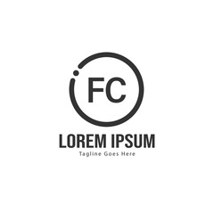 Initial FC logo template with modern frame. Minimalist FC letter logo vector illustration
