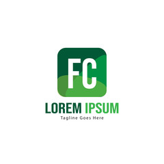 Initial FC logo template with modern frame. Minimalist FC letter logo vector illustration