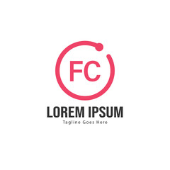 Initial FC logo template with modern frame. Minimalist FC letter logo vector illustration