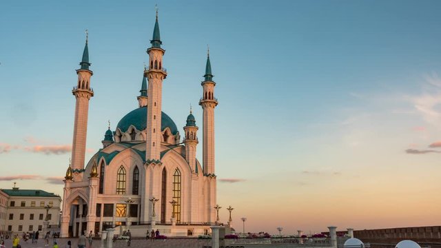 Russia. Kazan Kremlin. Kul Sharif Mosque. Sunset