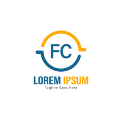 Obraz premium Initial FC logo template with modern frame. Minimalist FC letter logo vector illustration
