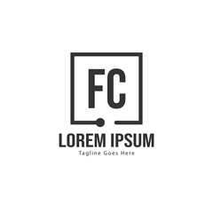 Initial FC logo template with modern frame. Minimalist FC letter logo vector illustration