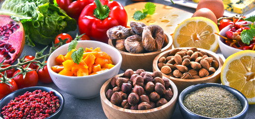 Assorted organic food products on the table