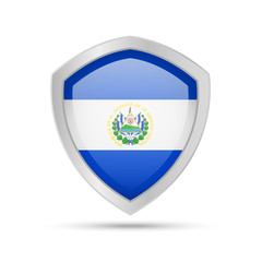Shield with El Salvador flag on white background.