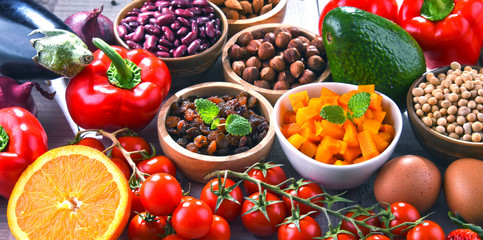 Assorted organic food products on the table