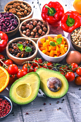 Assorted organic food products on the table