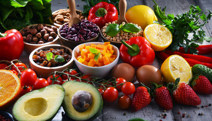 Assorted organic food products on the table
