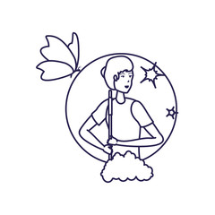 Isolated woman cartoon and cleaning design