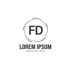 Initial FD logo template with modern frame. Minimalist FD letter logo vector illustration